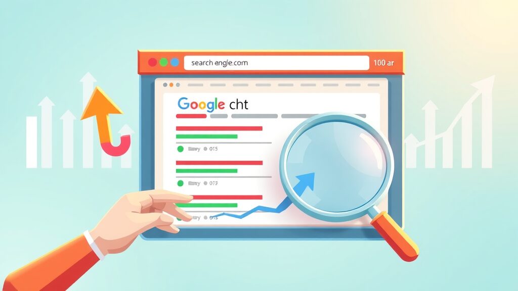 Colorful illustration comparing organic search and paid search results with organic traffic rising