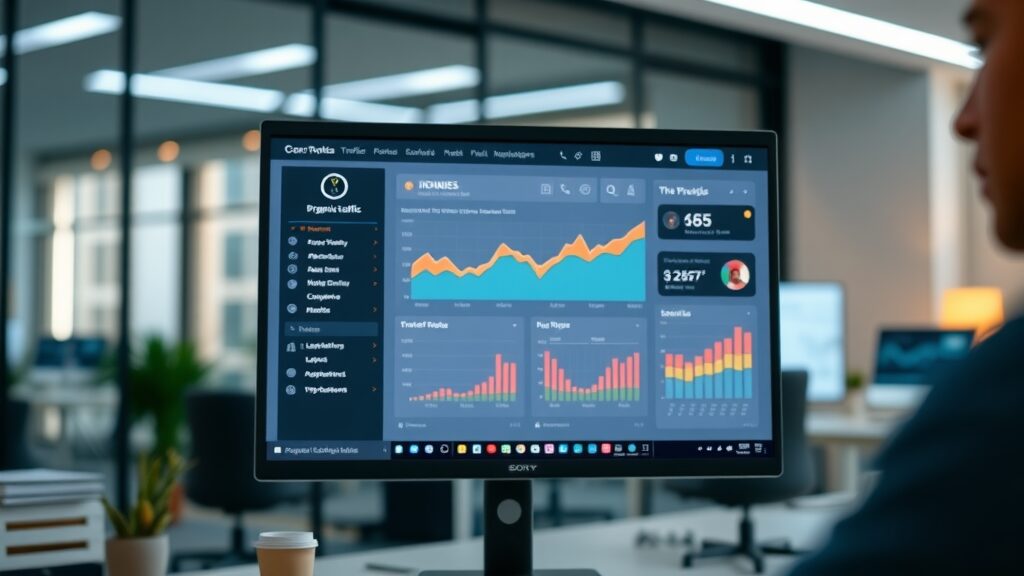 Website dashboard showing growth in organic traffic statistics for increased site traffic without paid ads