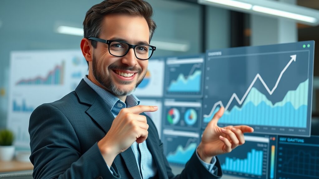 increase organic traffic strategies satisfied business owner reviewing website growth charts with SEO dashboards